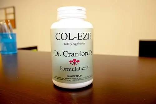 Bottle of Col-Eze, Dr. Cranford's all-natural stool softener